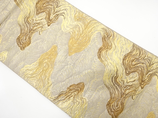 JAPANESE KIMONO / ANTIQUE FUKURO OBI / SILK / WOVEN ROUGH WAVE